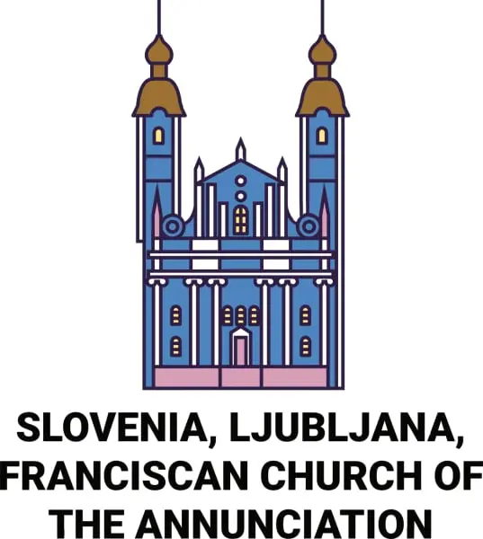 Slovenia Ljubljana Franciscan Church Of The Annunciation Travel Landmark Vector Illustration 2Pjfx14 537X600